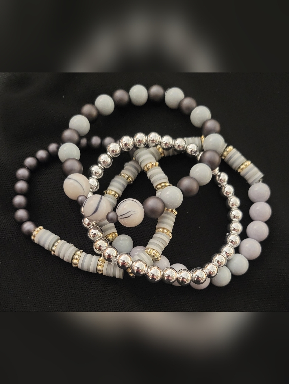 Hand Crafted Stretch Beaded Bracelet Set of 
4